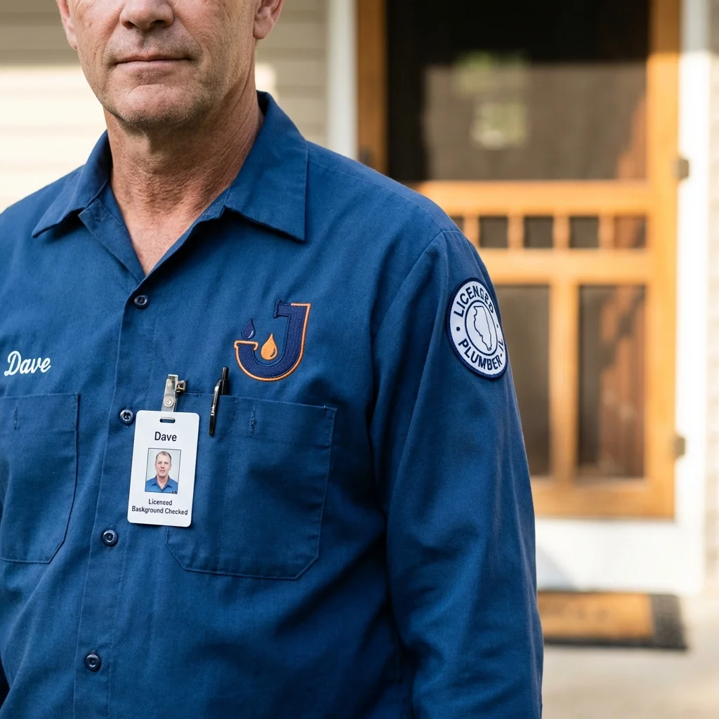 Licensed plumber showing ID badge in Millbrook, AL