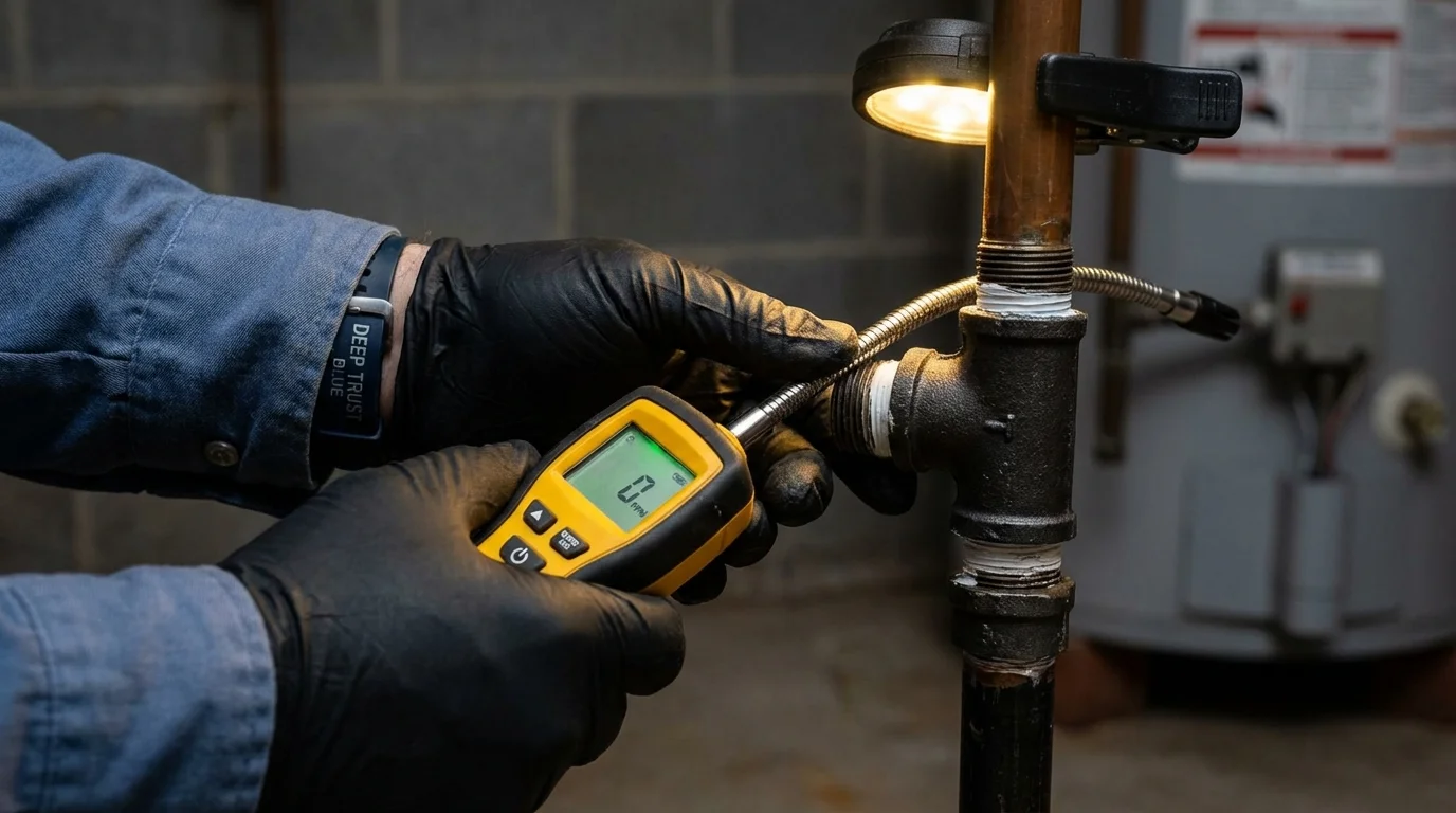 Gas leak detection with electronic sniffer by Johns Plumbing LLC in Millbrook
