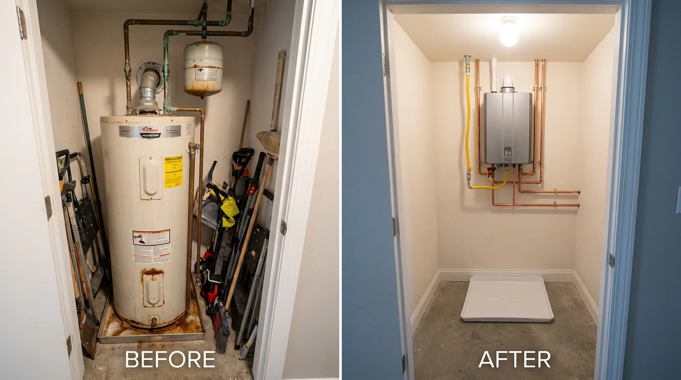 Tank water heater versus wall-mounted tankless unit comparison for Millbrook, AL homeowners